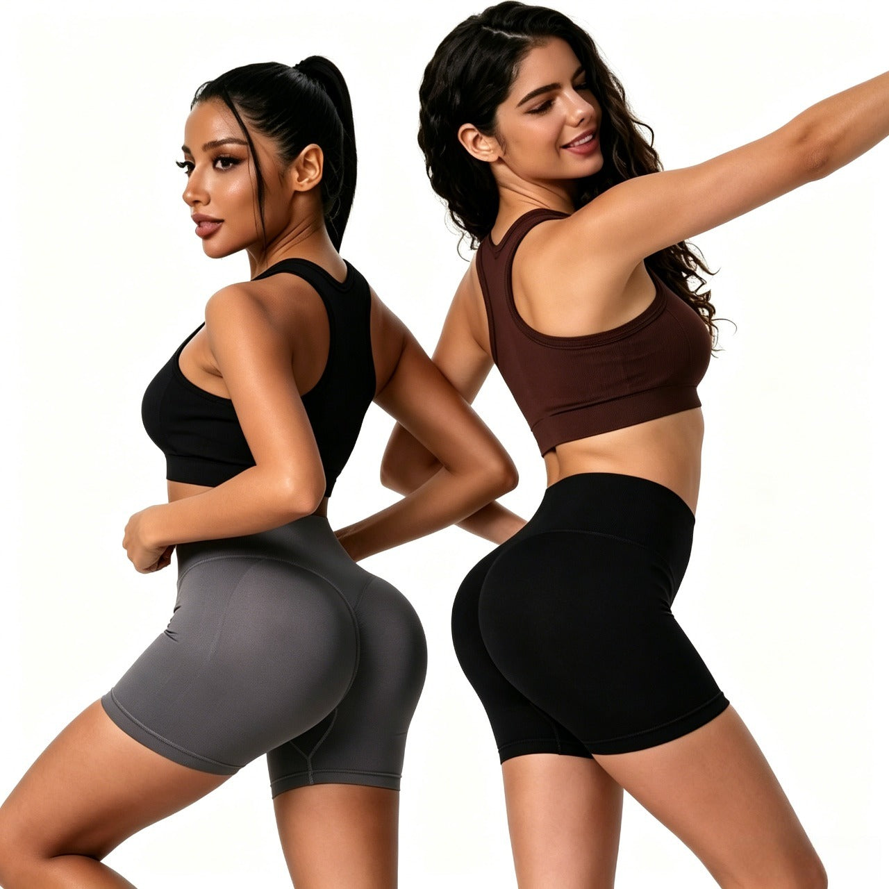 High Waisted Scrunch Butt Yoga Shorts | Seamless Tummy Control Gym Shorts
