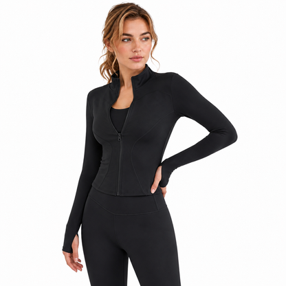 Women's Slim Fit Curve-Defining Workout Jacket with Thumbholes